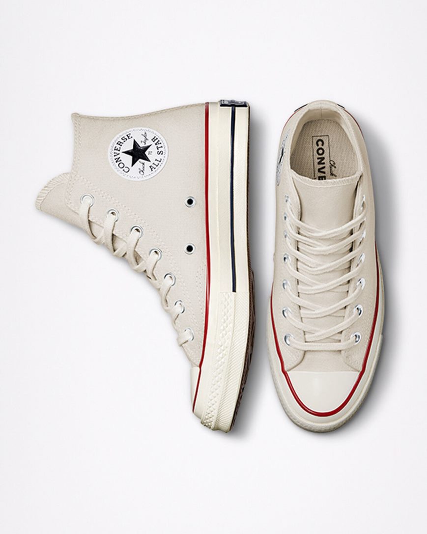 Dámské Boty Vysoké Converse Chuck 70 Vintage Platene Béžový Tmavě Červené | CZ PVAU74